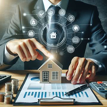 real estate investment concept man touch virtual house icon for analyzing image 15720948